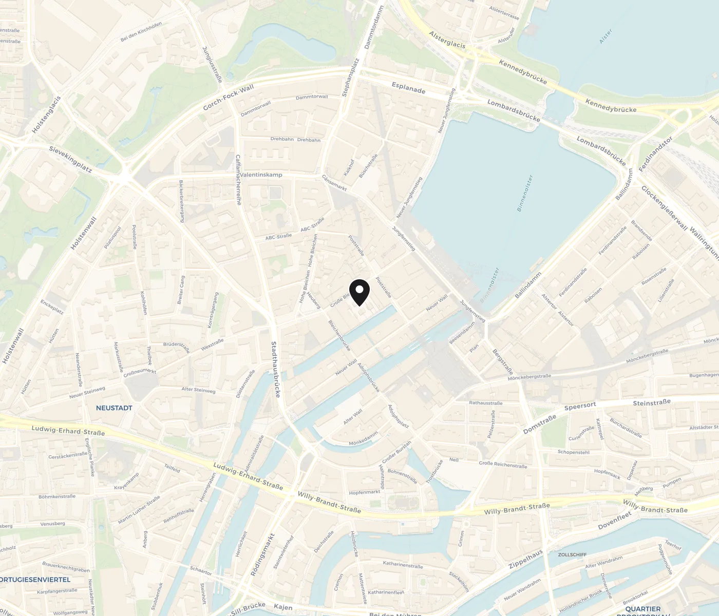 Kartenausschnitt mit Markierung des Salons Hamburg Kaisergalerie, Große Bleichen 23-27, 20354 Hamburg